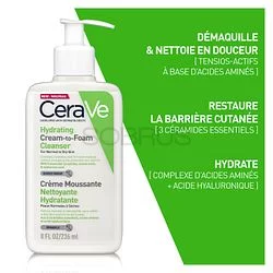 CERAVE CREME MOUSSANTE NETTOYANTE HYDRATANTE PEAUX NORMALES A SECHES 236ML